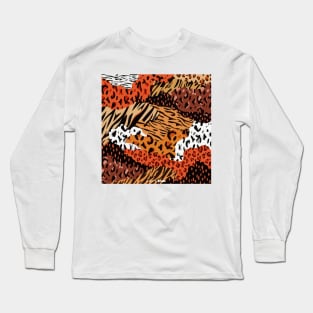 animal print mashup pattern zebra, leopard, girrafe, tiger Long Sleeve T-Shirt